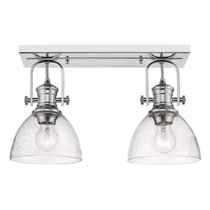 Hines 7 in. Chrome with Seeded Glass 2-Light Semi-Flush Mount