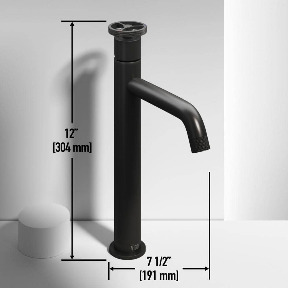 Cass Industrial-Chic Matte Black Nickel Vessel Bathroom Faucet