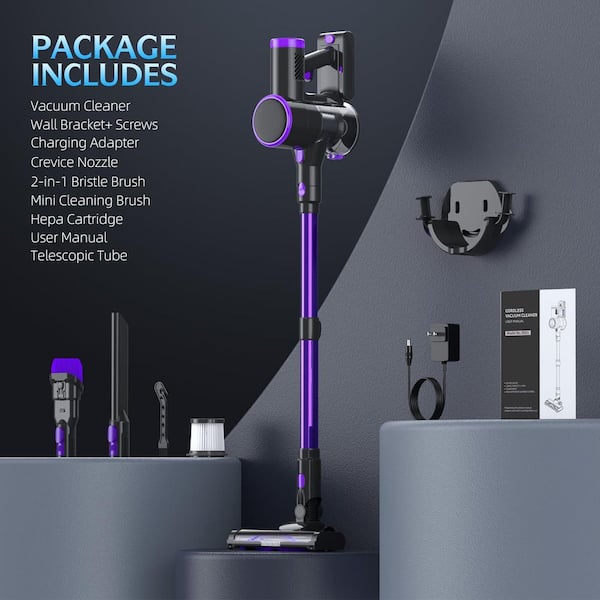 Poweart V870 Cordless Stick Vacuum, 30Kpa Powerful, 350W Motor, 8 In 1 Lightweight, 45 Min Runtime For Hardfloor, Carpet Purple V870 - Best Buy - View #3