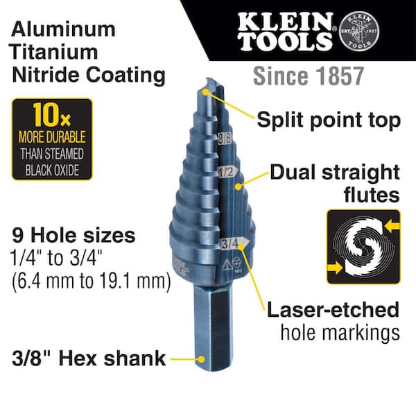 Step Drill Bit Double Fluted #3, 1/4 to 3/4-Inch