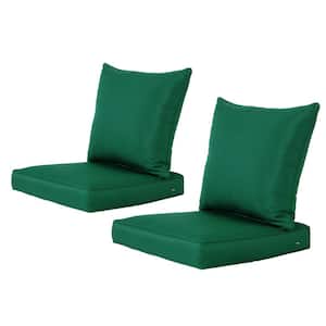 Outdoor/Indoor Deep-Seat Cushion 24 in. x 24 in. x 4 in. For The Patio, Backyard and Sofa Set of 2 Invisible Green