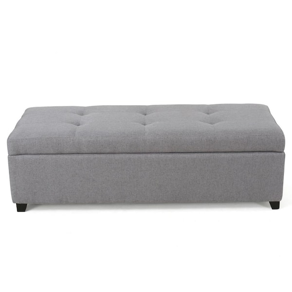 Noble House Brentwood Gray Fabric Storage Bench