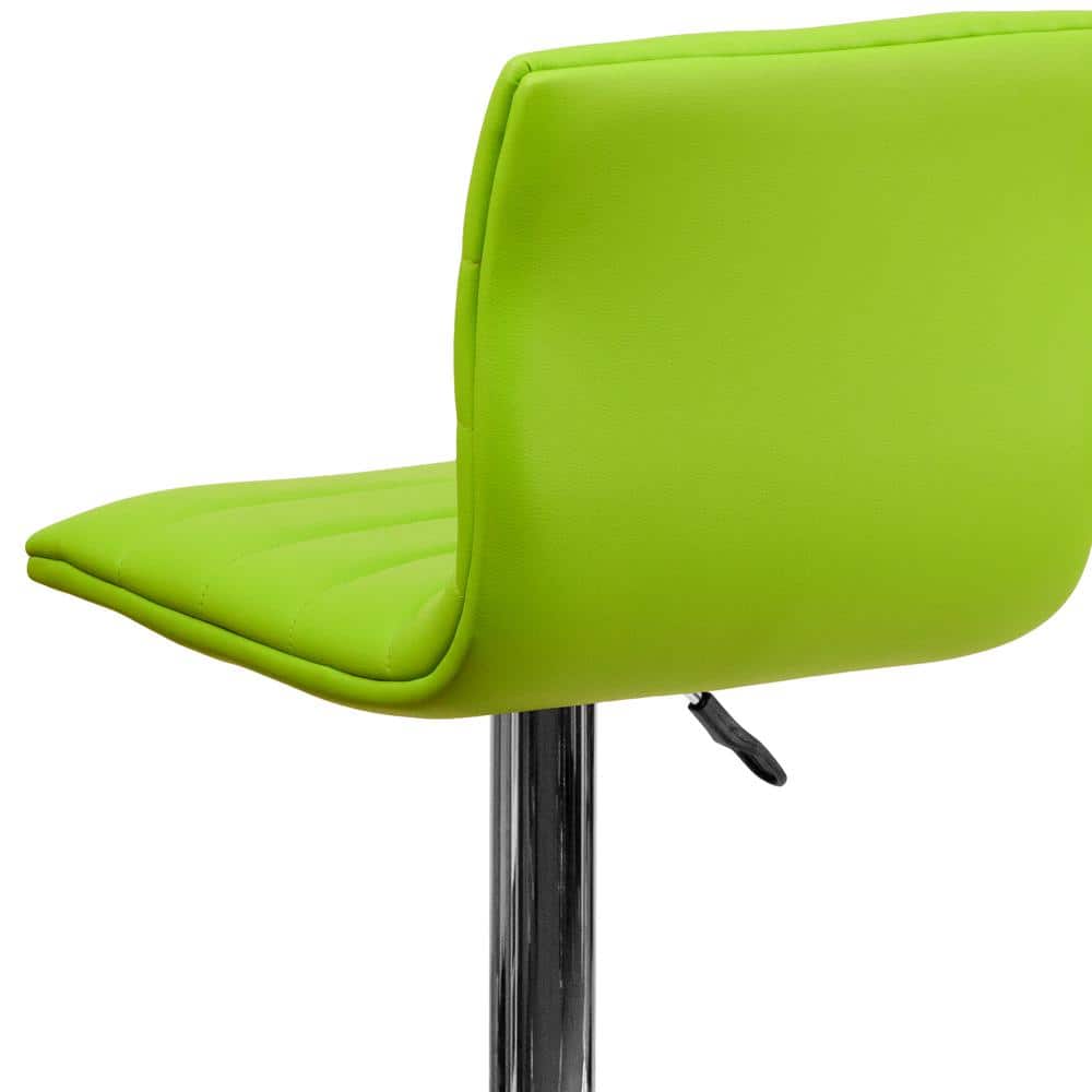 Modern Green Vinyl Adjustable Swivel Bar Stool with Chrome Base