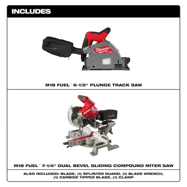 M18 FUEL 18V Lith-Ion Cordless Brushless 6-1/2 in. Plunge Cut Track Saw with Miter Saw