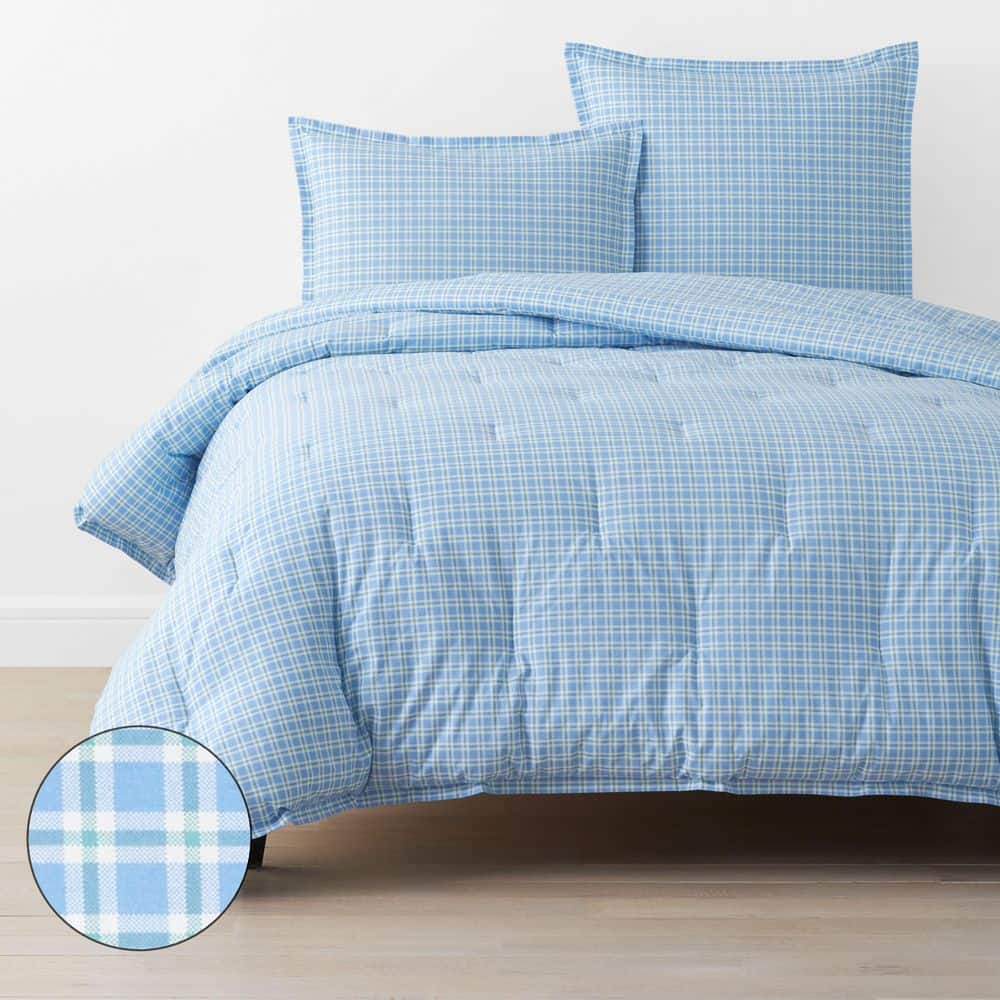 Company Cotton Sunshine & Blooms Blue/Green Plaid Full Cotton Percale Comforter price history on PriceWatchPro