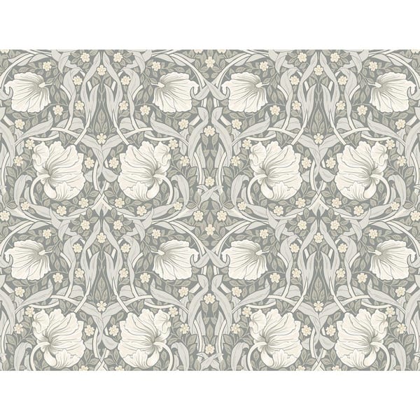40.5 sq. ft. Alloy Grey & Alabaster Pimpernel Floral Vinyl Peel and Stick Wallpaper Roll