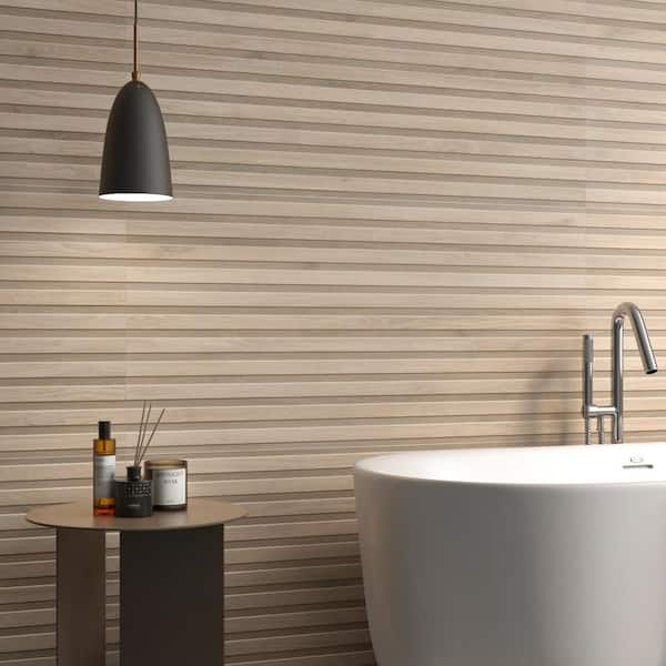Brookline Ribbon Almond Brown 23.62 in. x 47.24 in. Matte Porcelain Floor and Wall Tile (15.49 sq. ft./Case)