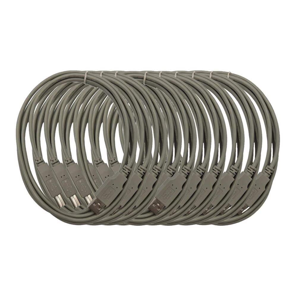 10 ft. USB 2.0 USB-A to USB-B Male to Male Cable-Gray (10-Pack) price history on PriceWatchPro