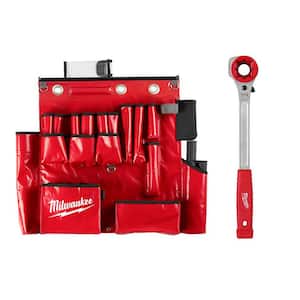 Lineman's Aerial Tool Apron with Lineman's High Leverage Ratcheting Wrench with Milled Strike Face (2-Piece)