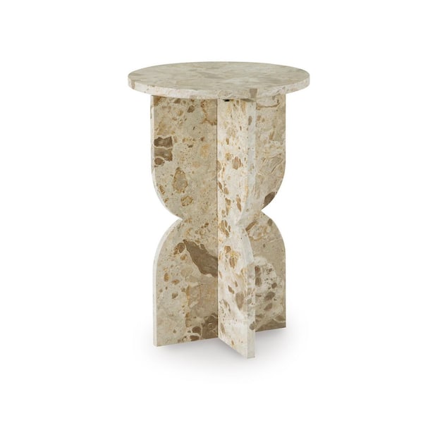 Treygan 15 in. Beige Square Marble End Table