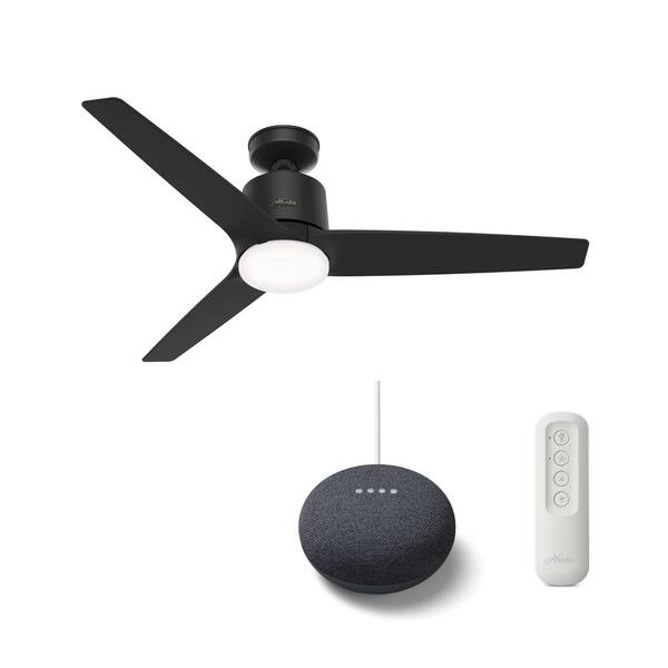 Hunter Moxie 52 in. Integrated LED Indoor Matte Black Ceiling Fan with Remote Control and Google Nest Mini (Charcoal)