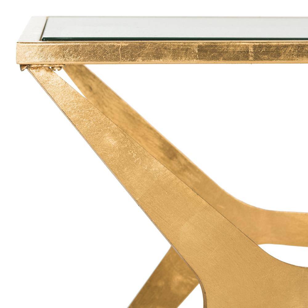 Oslo Inspired 51'' Gold Leaf and Clear Glass Rectangular Coffee Table