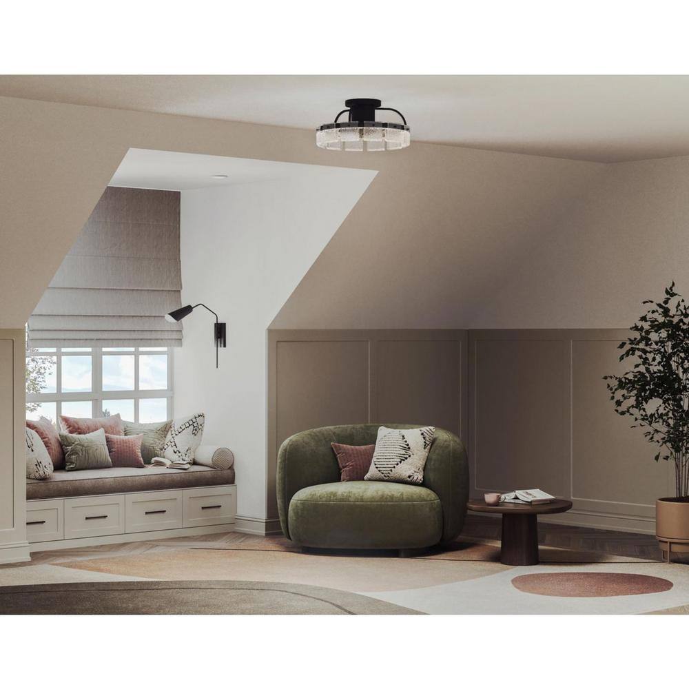 Matte Black Low Profile LED Chandelier Ceiling Fan with Remote