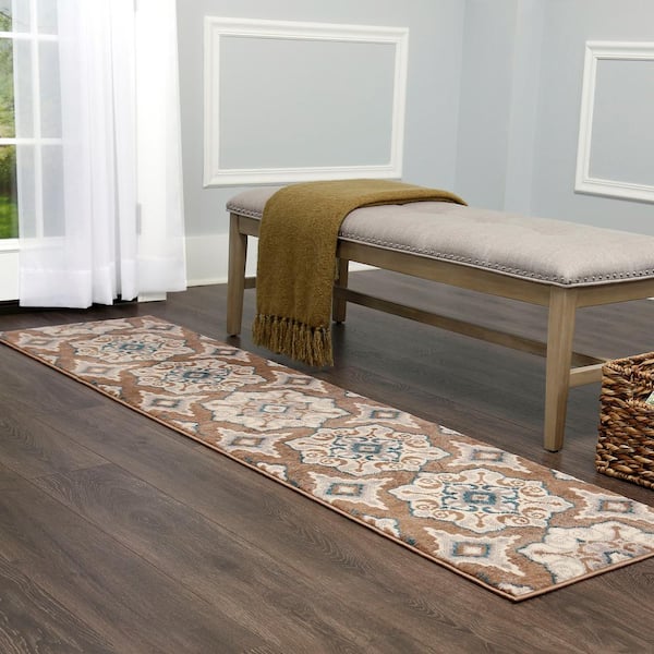 Tremont Salem Taupe/Blue 2 ft. x 7 ft. Medallion Runner Area Rug