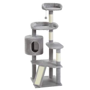 51 in. Cat Climbing Tower Cat Condo Multi-Level Cat Resting Play Platforms Perches in Gray for Small to Medium Cat