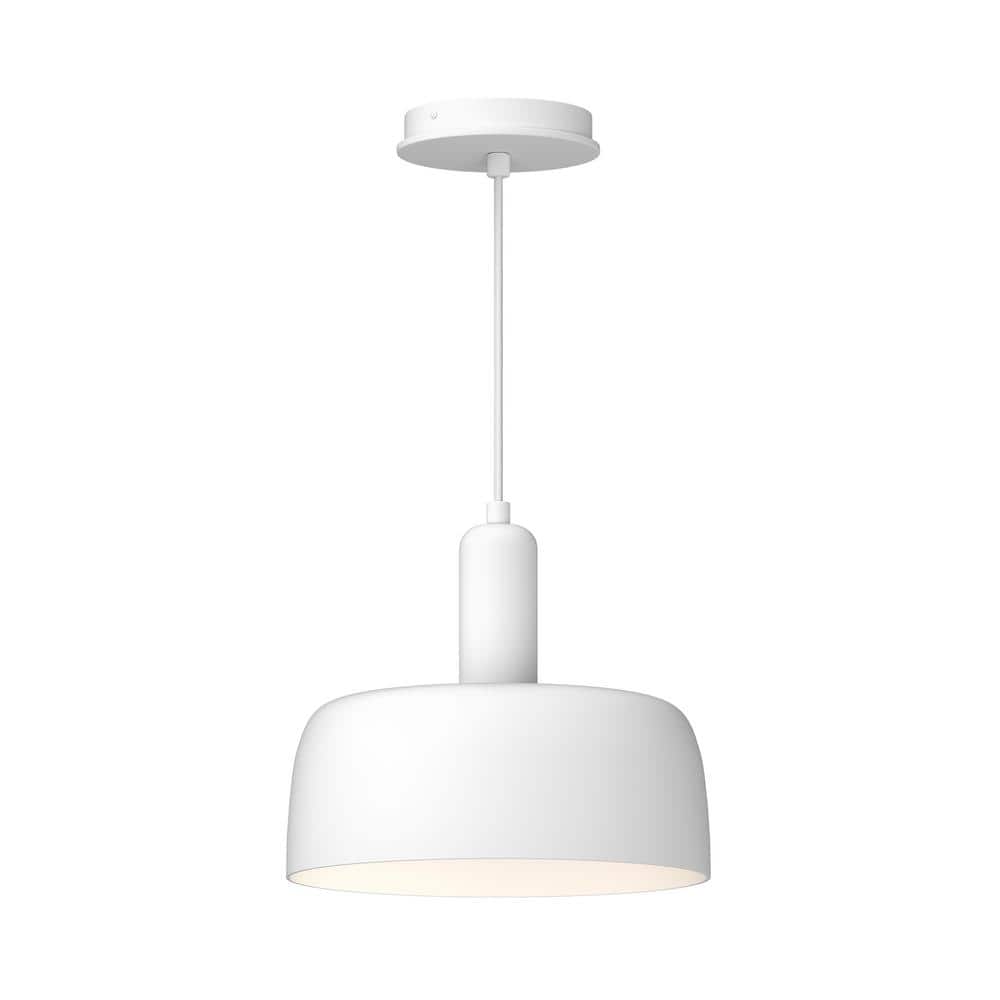Adriano Matte Black and White Aluminum Drum Pendant Light