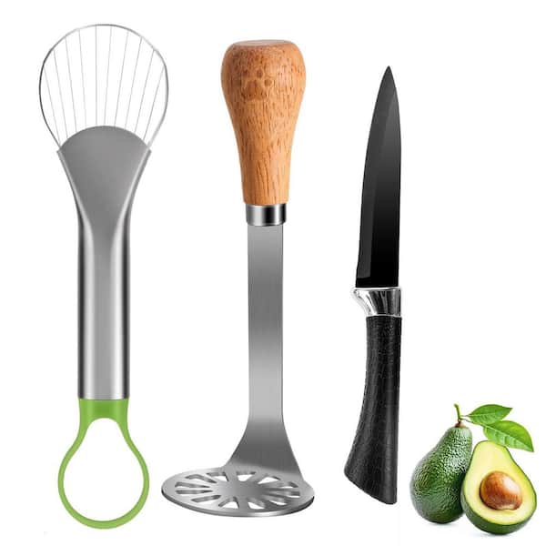 Stainless Steel Avocado Cutter Tool Set, Contains Avocado Knife, Avocado Masher and Fruit Knife