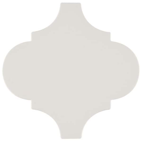 Ivy Hill Tile Ardor Arabesque White 4.7 in. x 0.35 in. Metallic Porcelain Wall Tile Sample