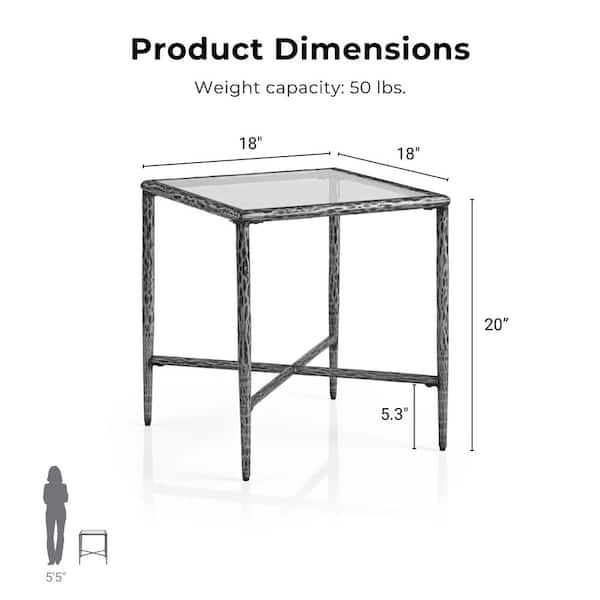 Furniture of America Parto 18 in. Modern Forged Metal Gray Square