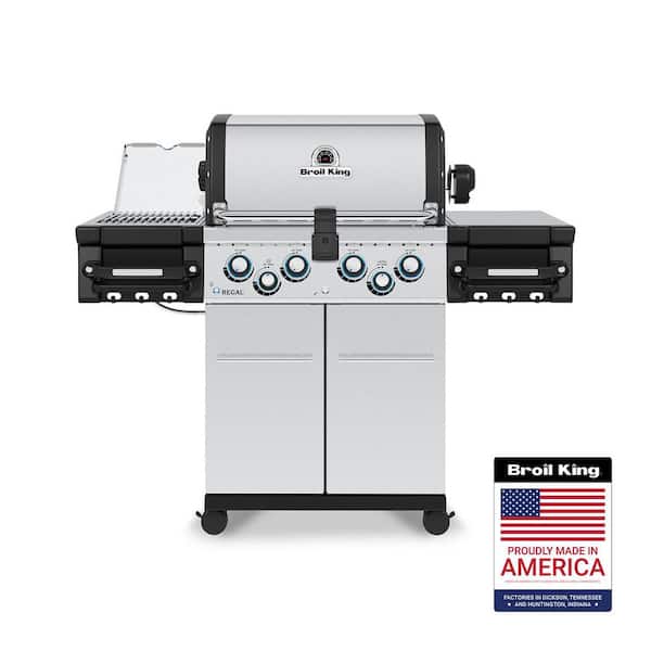 Regal S490 PRO IR 4-Burner Propane Gas Grill in Stainless Steel with Infrared Side Burner and Rear Rotisserie Burner
