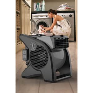 11.2 in. 3 Speeds Blower Fan in Gray with Carry Handle, Circuit Breaker, Power Outlets, High Velocity Utility Pivoting