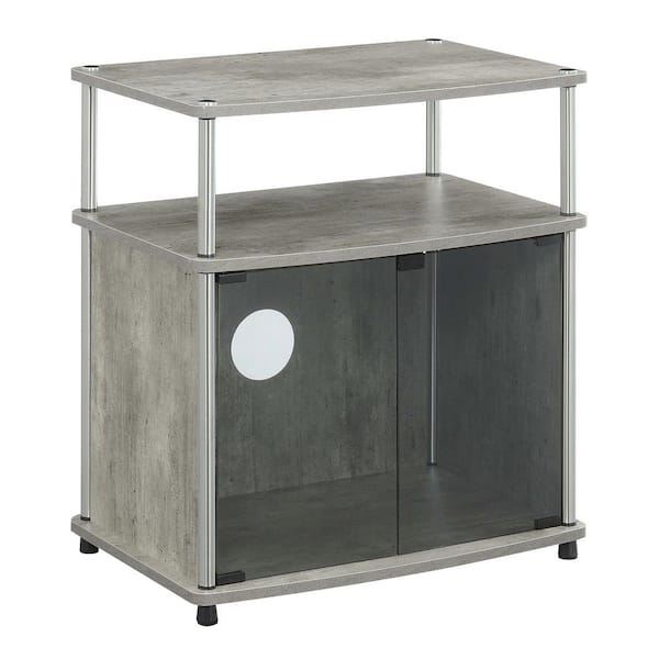 Convenience Concepts Designs2Go 23.75 in. Faux Birch TV Stand Fits TV's up to 25 in. with Black Glass Cabinet and Shelf