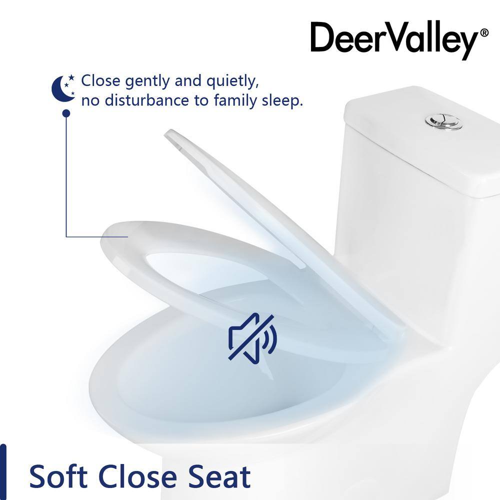 White Ceramic Dual Flush Elongated One-Piece Toilet