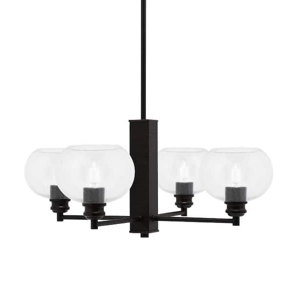 Unbranded Albany 25 in. 4 Light Espresso Chandelier with Clear Bubble Glass Shades