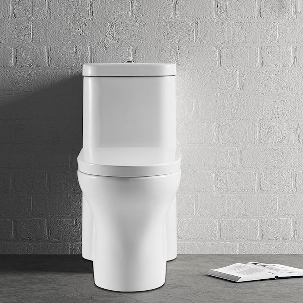 UPIKER Modern 12 in. Rough-In 1-piece 1.27 GPF Dual Flush Elongated Toilet in White, Seat Included