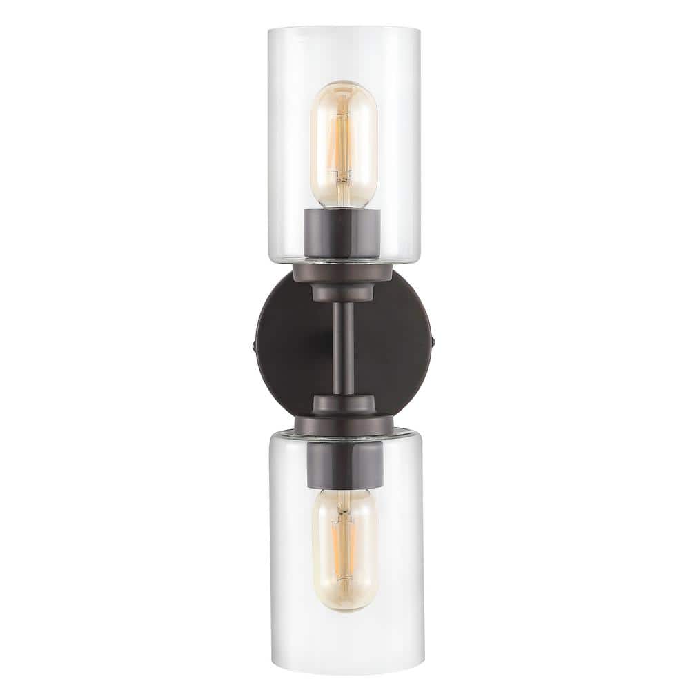 Giles 16" Oil Rubbed Bronze Cylinder Vanity Light with Clear Glass