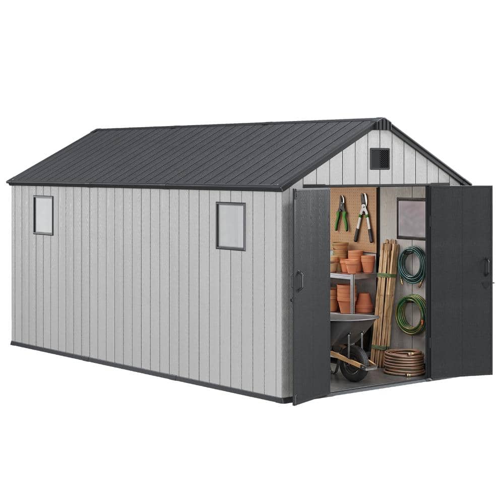 8 ft. W x 15 ft. D Resin Storage Shed with Double Doors, Window and Gable Vent 120 sq. ft. price history on PriceWatchPro