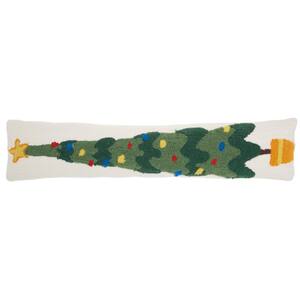 Holiday Pillows Ivory Christmas Tree 36 in. x 8 in. Throw Pillow