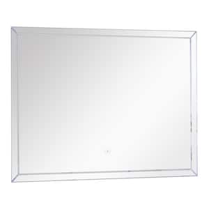 Finn 29.53 in. W x 21.65 in. H Frameless Rectangular LED Light Bathroom Vanity Mirror in Silver