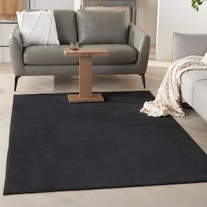 Essentials 5 ft. x 8 ft. Black Solid Contemporary Area Rug