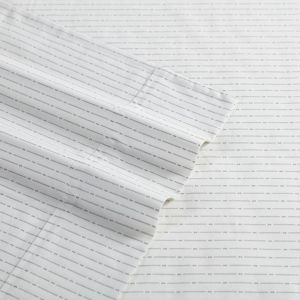 Twin Gray Cotton Percale Stripe Sheet Set