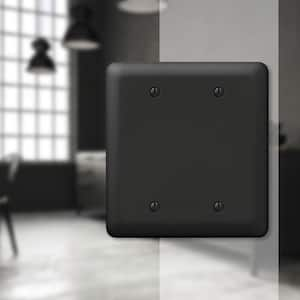 Declan 2 Gang Blank Steel Wall Plate - Black