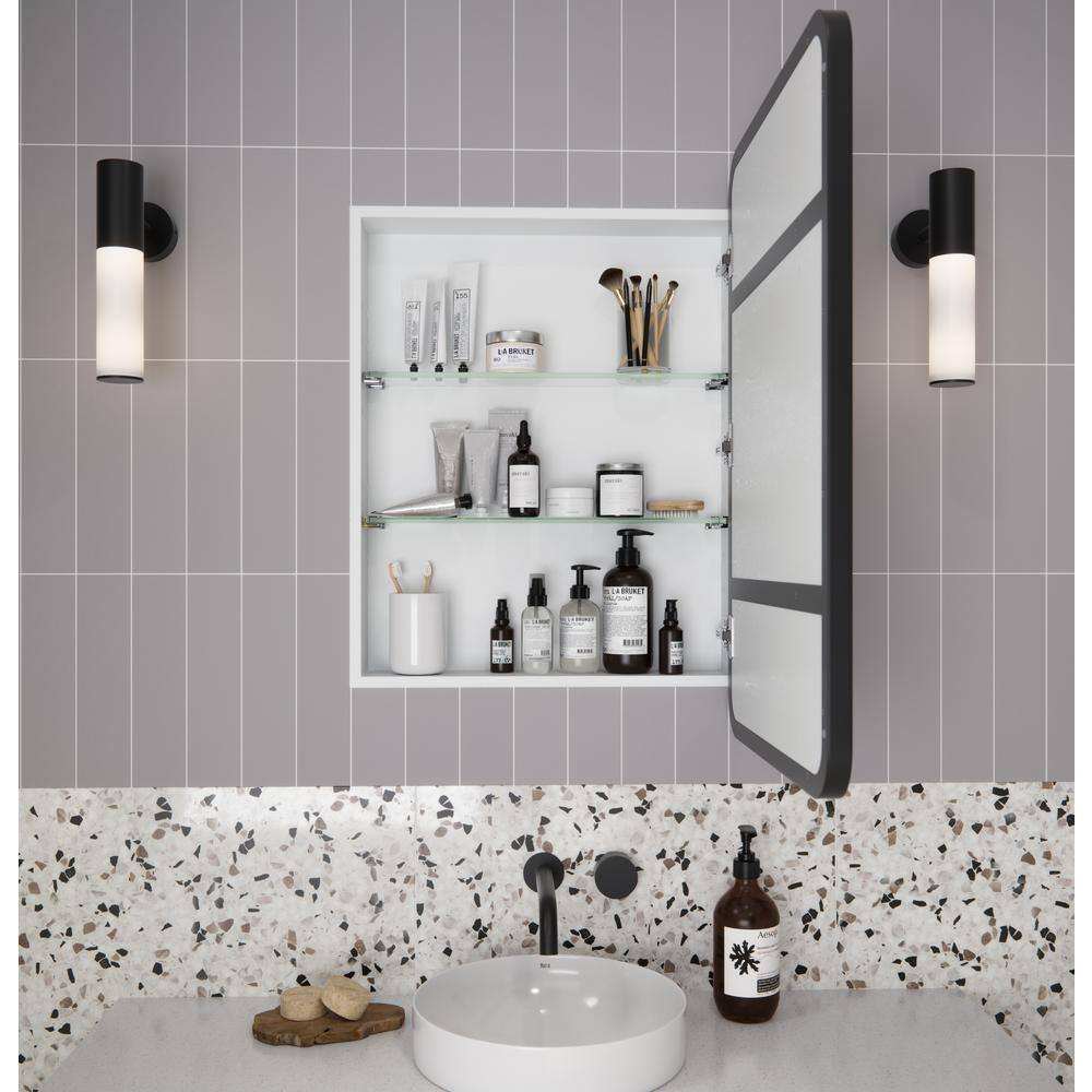 Black Stainless Steel Recessed Medicine Cabinet with Mirror