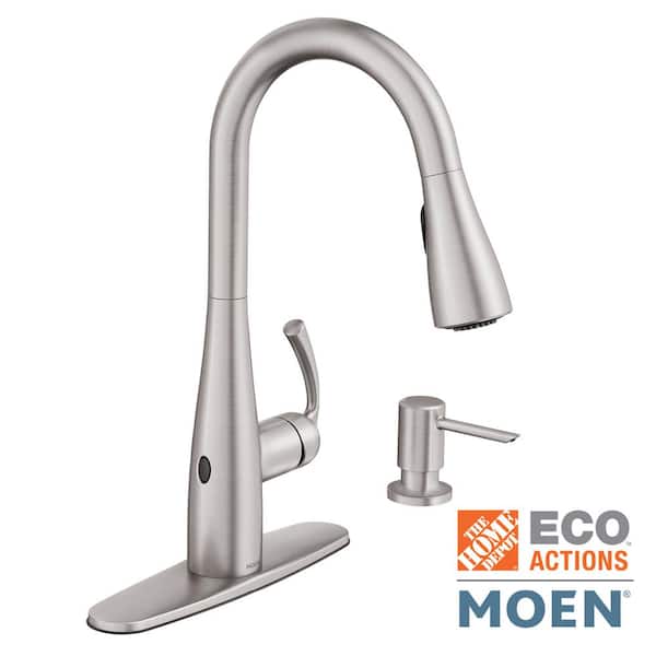 MOEN Essie Touchless 1-Handle Pull-Down Sprayer Kitchen Faucet with MotionSense Wave and Power Clean in Spot Resist Stainless