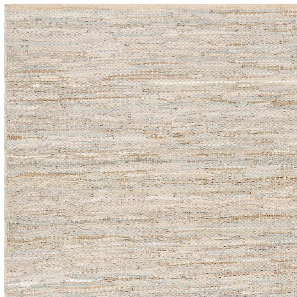 Handmade Vintage Leather Beige 6' Square Flat Woven Cowhide Rug