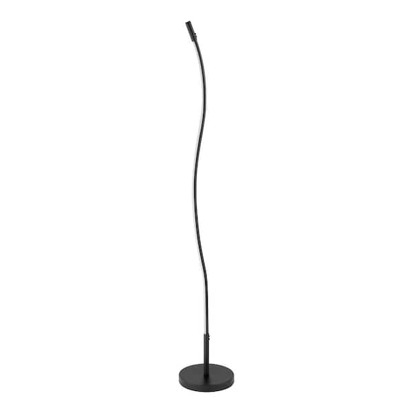 Calero 50 in. Black Arc Floor Lamp Wave Integrated LED Fixture for Living Room LED