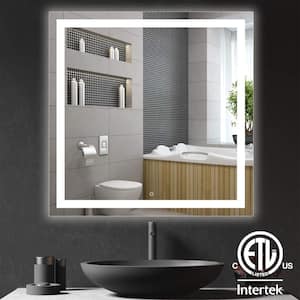 30 in. W x 30 in. H Square Frameless LED Light with Anti-Fog Wall Mounted Bathroom Vanity Mirror