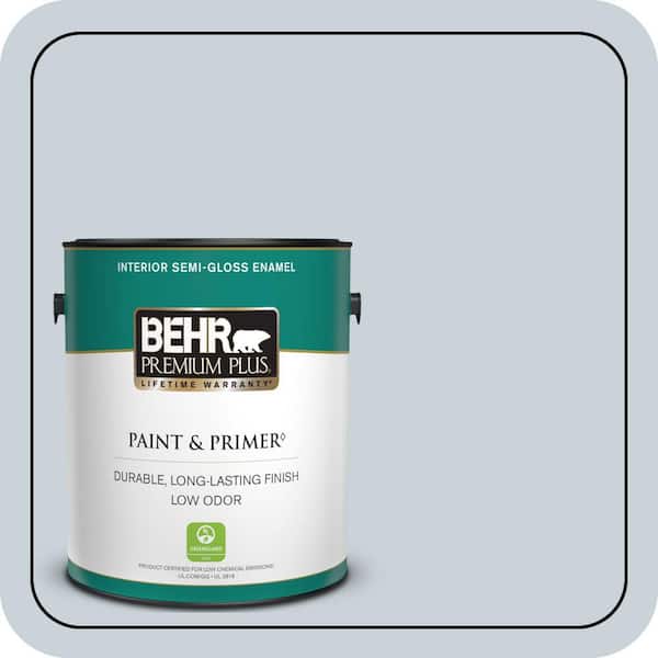 BEHR PREMIUM PLUS 1 gal. #N480-1 Light Drizzle Semi-Gloss Enamel Low Odor Interior Paint & Primer