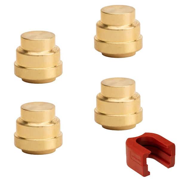 QUICKFITTING 1/2 in. Brass Push-to-Connect End Stop Fitting with SlipClip Release Tool (4-Pack)