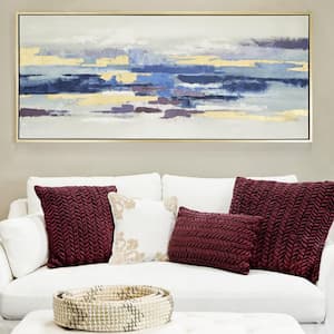 1- Panel Abstract Framed Wall Art with Gold Frame 32 in. x 71 in.