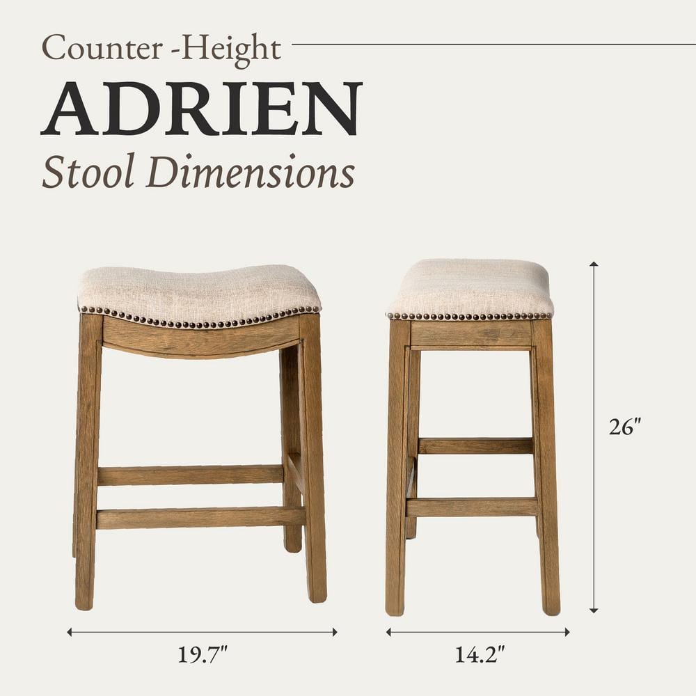 Natural Wood Backless Saddle Counter Stools, Set of 3