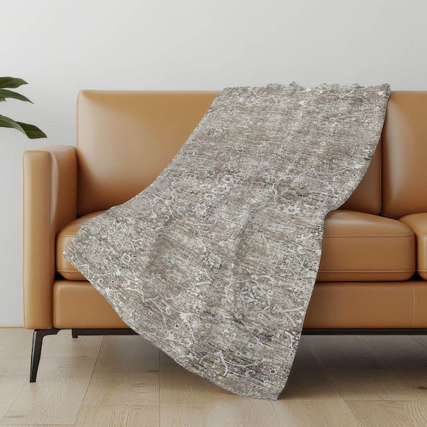 Premium Machine Washable ASB92 Pebble 50 in. x 70 in. Sherpa Throw Blanket