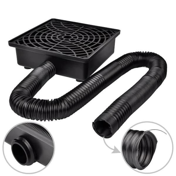 Angel Sar 12 in. x 12 in. Low Profile Catch Basin Drain Kit Downspout Extender, Pipe Stretched Length 16.4 ft.