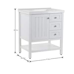 Lanceton 31 in. W x 22 in. D x 37 in. H Single Sink Freestanding Bath Vanity in White with White Cultured Marble Top