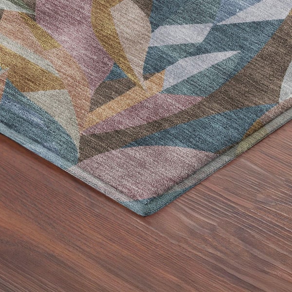 Mayfield Premium Machine Washable Abstract AMF2383 Copper 9 ft. x 12 ft. Area Rug
