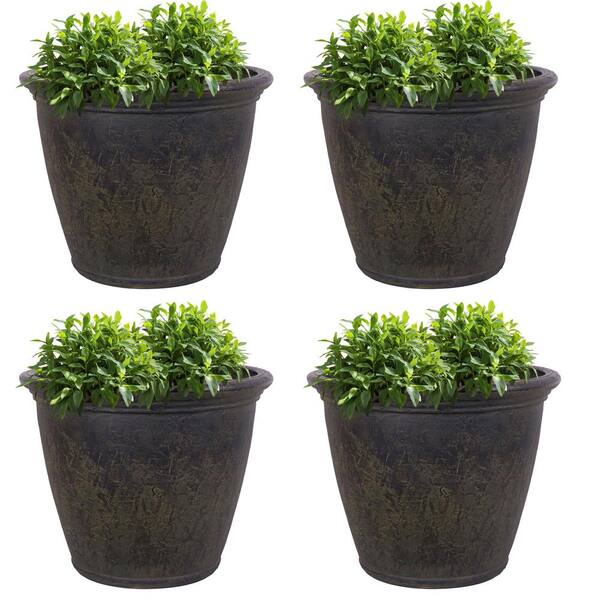 Sunnydaze Anjelica 24 in. Sable Outdoor Resin Flower Pot Planter (4-Pack) - Dark Brown